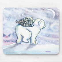 Polar Bear Angel Cub Mousepad by Molly Harrison