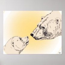 Polar Bear & Cub Poster Wildlife Home Decor