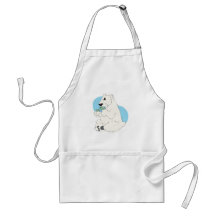 polar bear eating fish aprons
