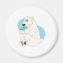polar bear eating fish magnets