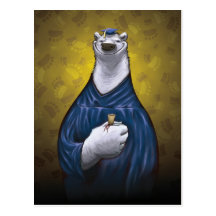 Polar Bear Graduation Post Card Blue