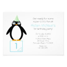 POLAR party PENGUIN custom BIRTHDAY invitation