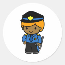Police Boy 1 Round Sticker