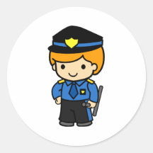 Police Boy 2 Round Stickers