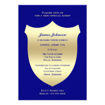 Police Graduation Invitations, Badge on Navy