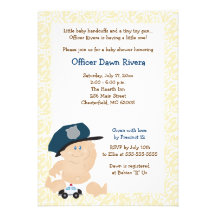 POLICE OFFICER Cop Baby Shower Invitation 5x7