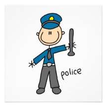 Police Officer Stick Figure Personalised Invitations