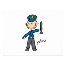 Police Officer Stick Figure Postcard