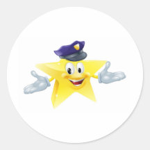 Police or security star man round stickers