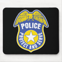Police Protect and Serve Badge Mouse Mat