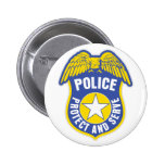 Police Protect and Serve Badge Pinback Buttons