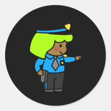 Police Woman 1 Round Sticker