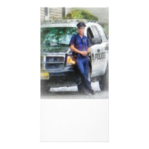 Policeman by Patrol Car Personalised Photo Card
