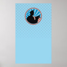 Policeman Security Guard With Police Dog Retro Poster