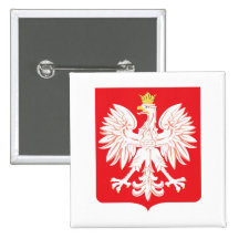 Polish Eagle Red Shield Pinback Buttons