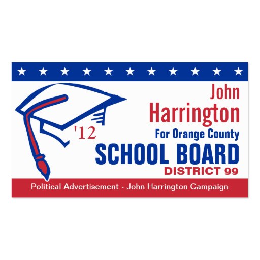 Political Campaign - School Board Business Card