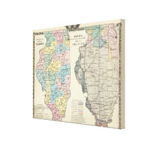 Political map of Illinois Canvas Prints