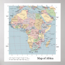 Political Map of Modern Day Continent of Africa Print