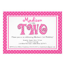 Polka Dot Alphabet 2nd Birthday Party Invitation