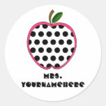 Polka Dot Apple Teacher Round Stickers