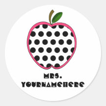 Polka Dot Apple Teacher Round Stickers