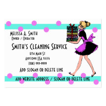 Polka Dot Cleaning Service Business Cards