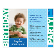 Polka Dot First Birthday Party Invitation Postcard