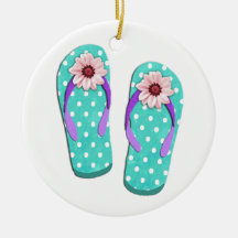 Polka Dot Flip Flops Christmas Tree Ornaments