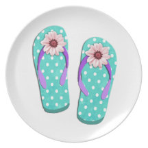 Polka Dot Flip Flops Dinner Plates