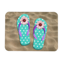 Polka Dot Flip Flops Rectangular Magnet