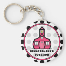 Polka Dot Kindergarten Teacher Keychain