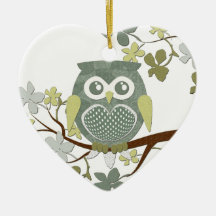 Polka Dot Owl in Tree Christmas Ornament