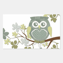 Polka Dot Owl in Tree Rectangle Sticker
