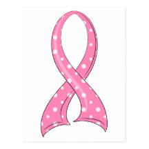 Polka Dot Pink Ribbon Breast Cancer Post Card