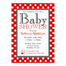 Polka Dot Red Baby Shower Invitations