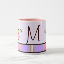 Polka dot & Stripes Purple Monogram Mug