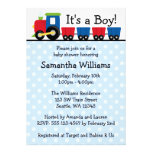 Polka Dot Train Boy Baby Shower Personalised Announcements