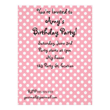 Polka dots pink white custom announcement