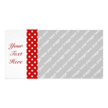 Polka Dots Red + Custom Colour Customised Photo Card