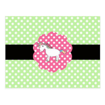 Polka dots unicorn postcards