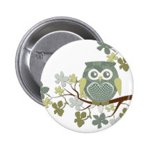 Polka Tree Owl Button