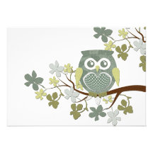 Polka Tree Owl Invitation