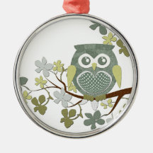 Polka Tree Owl Ornament