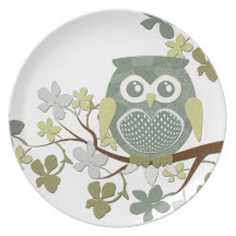 Polka Tree Owl Plate