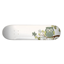 Polka Tree Owl Skateboard