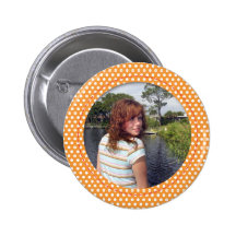 Polkadot Frame in orange Pinback Button