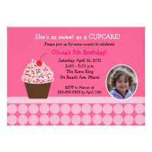 Polkadot Ladybugs *PHOTO* Birthday 5x7 Announcement