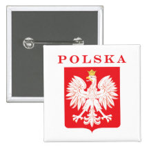 Polska Eagle Red Shield Pinback Buttons