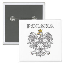 Polska With Polish Eagle Pinback Buttons
