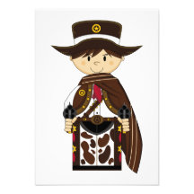 Poncho Cowboy Sheriff RSVP Card Personalized Invitation